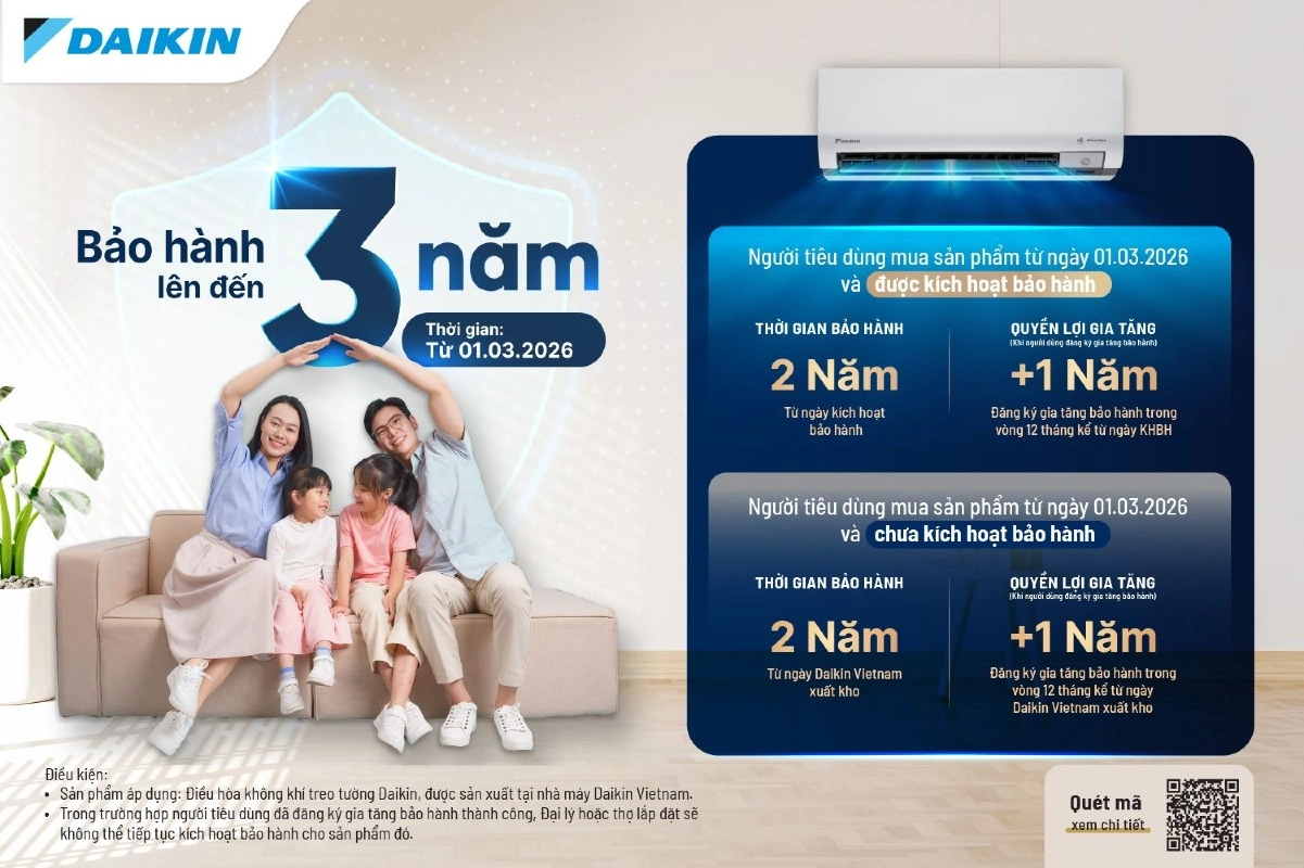 Bảo hành đến 3 năm, An tâm dài lâu